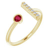 14K Yellow Ruby & .05 CTW Diamond Bar Ring - Siddiqui Jewelers