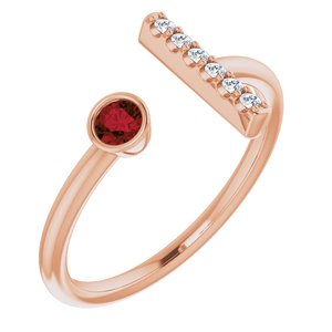 14K Rose Mozambique Garnet & .05 CTW Diamond Bar Ring - Siddiqui Jewelers