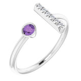 14K White Amethyst & .05 CTW Diamond Bar Ring - Siddiqui Jewelers