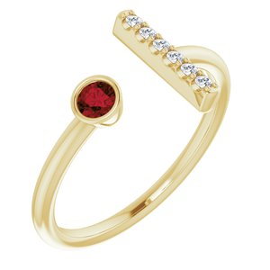 14K Yellow Mozambique Garnet & .05 CTW Diamond Bar Ring - Siddiqui Jewelers