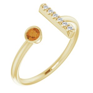 14K Yellow Citrine & .05 CTW Diamond Bar Ring - Siddiqui Jewelers