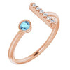 14K Rose Aquamarine & .06 CTW Diamond Bar Ring - Siddiqui Jewelers