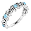 14K White Aquamarine & .02 CTW Diamond Vintage-Inspired Scroll Ring - Siddiqui Jewelers