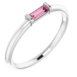 14K White Pink Tourmaline Stackable Ring-Siddiqui Jewelers