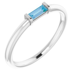 14K White Swiss Blue Topaz Stackable Ring-Siddiqui Jewelers