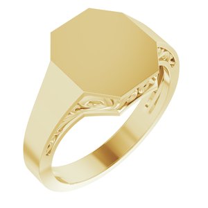 14K Yellow 13x12 mm Octagon Signet Ring - Siddiqui Jewelers