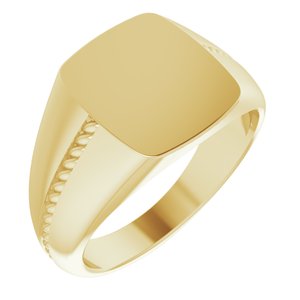 14K Yellow 13x12 mm Rectangle Signet Ring - Siddiqui Jewelers