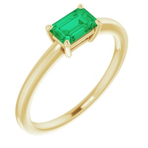 14K Yellow Lab-Grown Emerald Ring -Siddiqui Jewelers