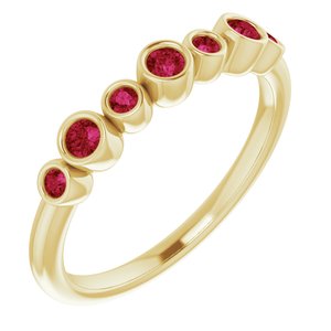 14K Yellow Chatham® Created Ruby Bezel-Set Ring - Siddiqui Jewelers
