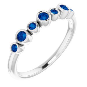 14K White Blue Sapphire Bezel-Set Ring - Siddiqui Jewelers