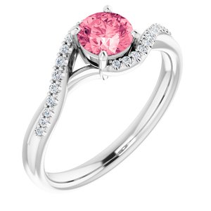 14K White Passion Pink Topaz & 1/10 CTW Diamond Ring - Siddiqui Jewelers