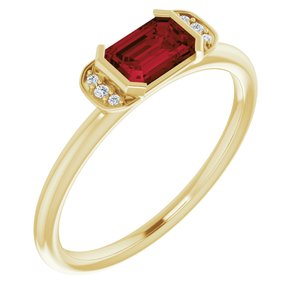 14K Yellow Mozambique Garnet & .02 CTW Diamond Stackable Ring - Siddiqui Jewelers
