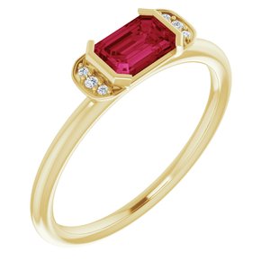14K Yellow Chatham® Lab-Created Ruby & .02 CTW Diamond Ring - Siddiqui Jewelers