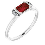 14K White Mozambique Garnet & .02 CTW Diamond Stackable Ring - Siddiqui Jewelers