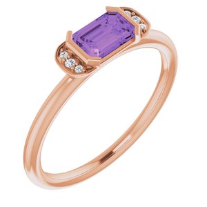 14K Rose Amethyst & .02 CTW Diamond Stackable Ring - Siddiqui Jewelers