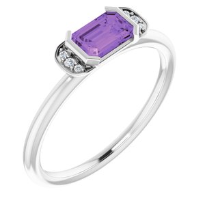14K White Amethyst & .02 CTW Diamond Stackable Ring - Siddiqui Jewelers
