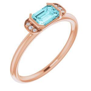 14K Rose Blue Zircon & .02 CTW Diamond Stackable Ring - Siddiqui Jewelers