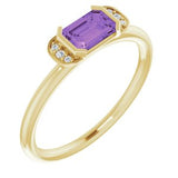 14K Yellow Amethyst & .02 CTW Diamond Stackable Ring - Siddiqui Jewelers