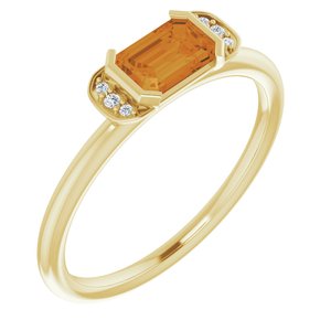 14K Yellow Citrine & .02 CTW Diamond Stackable Ring - Siddiqui Jewelers
