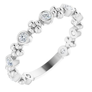 14K White 1/4 CTW Diamond Beaded Ring - Siddiqui Jewelers