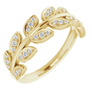 14K Yellow 1/4 CTW Diamond Leaf Ring - Siddiqui Jewelers