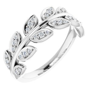 14K White 1/4 CTW Diamond Leaf Ring - Siddiqui Jewelers