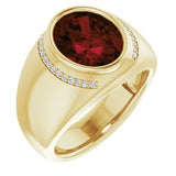 14K Yellow Mozambique Garnet & 1/8 CTW Diamond Ring-Siddiqui Jewelers