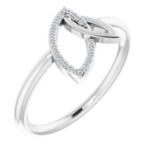 14K White .05 CTW Diamond Double Leaf Ring - Siddiqui Jewelers