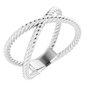 14K White Criss-Cross Rope Ring - Siddiqui Jewelers