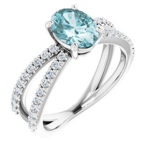 14K White Sky Blue Topaz & 1/3 CTW Diamond Ring -Siddiqui Jewelers