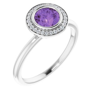 14K White Amethyst & .06 CTW Diamond Ring-Siddiqui Jewelers