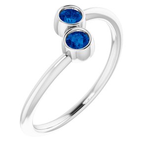 14K White Chatham® Lab-Created Blue Sapphire Two-Stone Ring - Siddiqui Jewelers