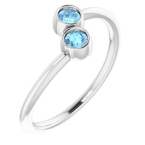 14K White Aquamarine Two-Stone Ring - Siddiqui Jewelers