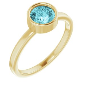 14K Yellow 6 mm Round Blue Zircon Ring-Siddiqui Jewelers
