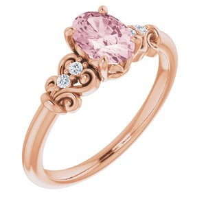 14K Rose Morganite & .04 CTW Diamond Ring - Siddiqui Jewelers