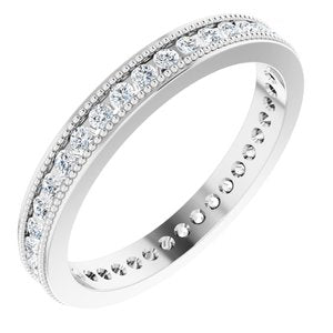 14K White 1/2 CTW Diamond Eternity Milgrain Band Size 7 - Siddiqui Jewelers