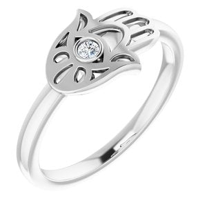 Sterling Silver .03 CTW Diamond Hamsa Ring - Siddiqui Jewelers