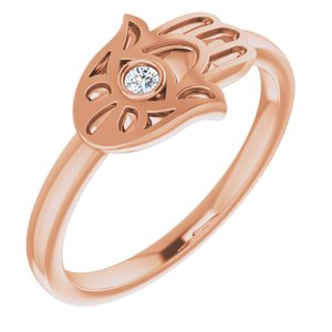 14K Rose .03 CTW Diamond Hamsa Ring - Siddiqui Jewelers