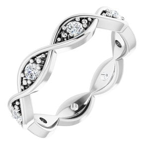 14K White 1/6 CTW Diamond Eternity Band Size 5 - Siddiqui Jewelers