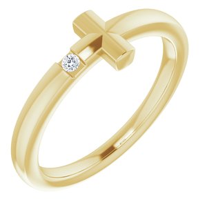 14K Yellow .015 CTW Diamond Youth Cross Ring - Siddiqui Jewelers