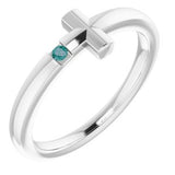 14K White 1.5 mm Round Genuine Alexandrite Youth Cross Ring - Siddiqui Jewelers