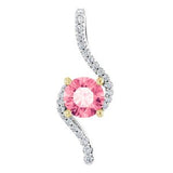 14K Yellow 5.5 mm Round Passion Pink Topaz & .08 CTW Diamond Pendant - Siddiqui Jewelers