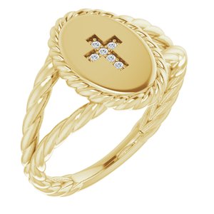 14K Yellow .02 CTW Diamond Cross Ring - Siddiqui Jewelers