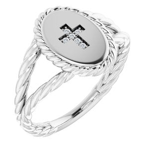 14K White .02 CTW Diamond Cross Ring - Siddiqui Jewelers