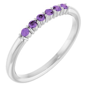 14K White Natural Amethyst Stackable Ring   Siddiqui Jewelers