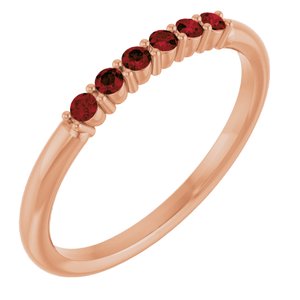 14K Rose Natural Mozambique Garnet Stackable Ring    Siddiqui Jewelers