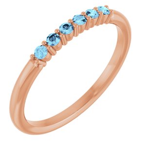 14K Rose Natural Aquamarine Stackable Ring Siddiqui Jewelers