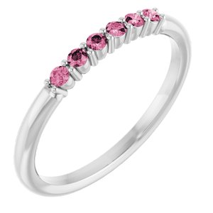 14K White Natural Pink Tourmaline Stackable Ring Siddiqui Jewelers