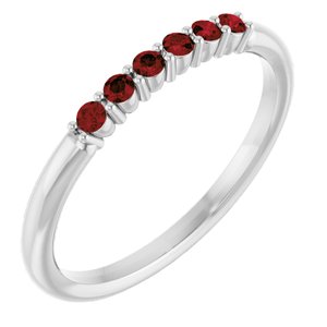 14K White Natural Mozambique Garnet Stackable Ring Siddiqui Jewelers