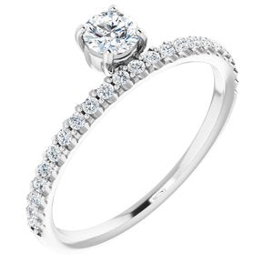 14K White 1/2 CTW Diamond Asymmetrical Stackable Ring - Siddiqui Jewelers